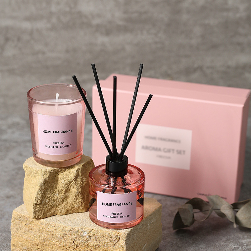 Reed Diffuser Set - Premium rietdiffuser en kaars cadeauset, langdurige