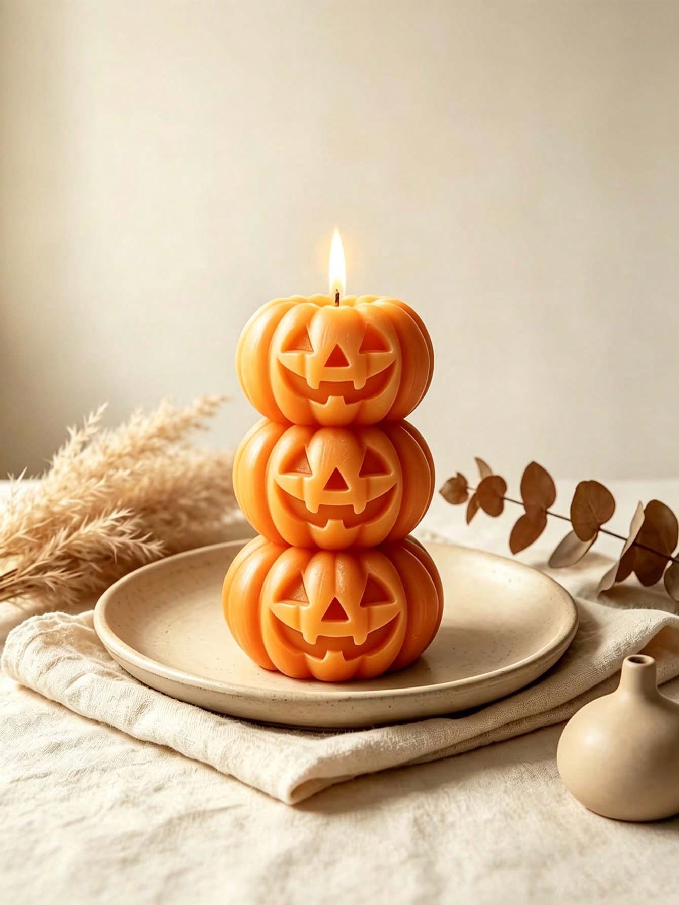 Home Fragrance Us - 1 stuk Halloween 3-laags pompoenvormige kaars,